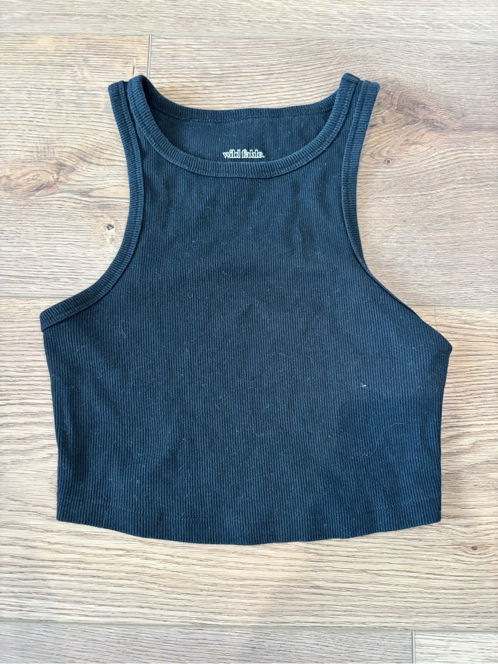 wild fable Black Ribbed Cropped Tank